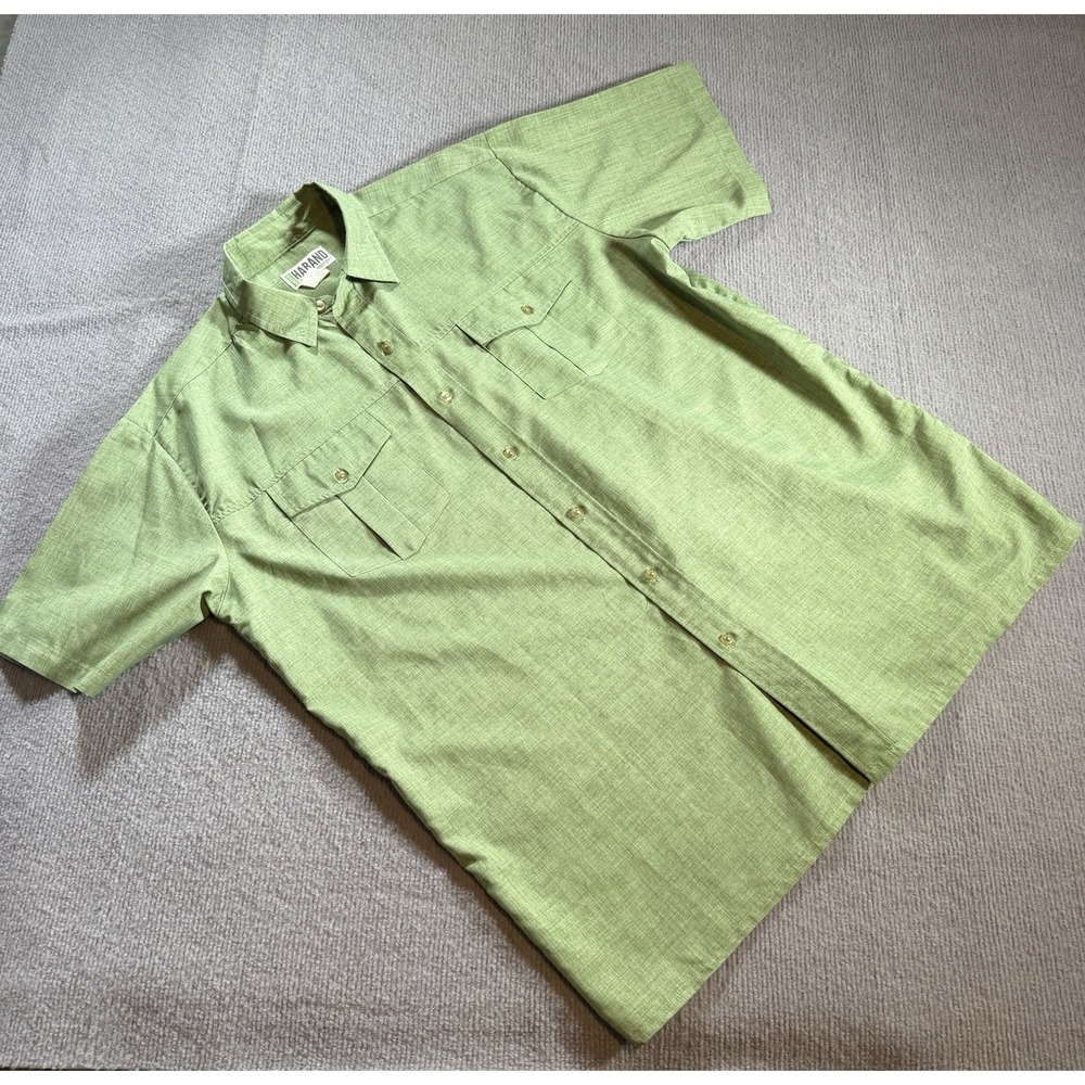 Haband Short Sleeve Pilot‎ Casual Shirt Mens Large Green  Summer